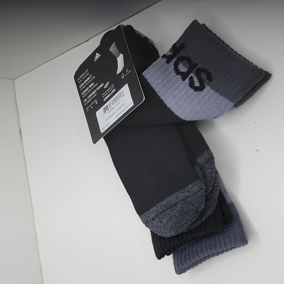 ADIDAS MEN'S CUSHIONED ATHLETIC SOCKS BLACK - Picture 3 of 4